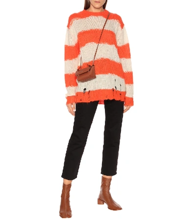 Shop Acne Studios Striped Oversized Sweater In Orange