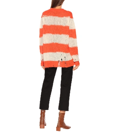 Shop Acne Studios Striped Oversized Sweater In Orange