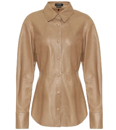 Shop Isabel Marant Xiao Leather Shirt In Brown