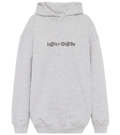 Shop Balenciaga Logo Oversized Cotton Hoodie In Grey