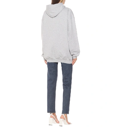 Shop Balenciaga Logo Oversized Cotton Hoodie In Grey