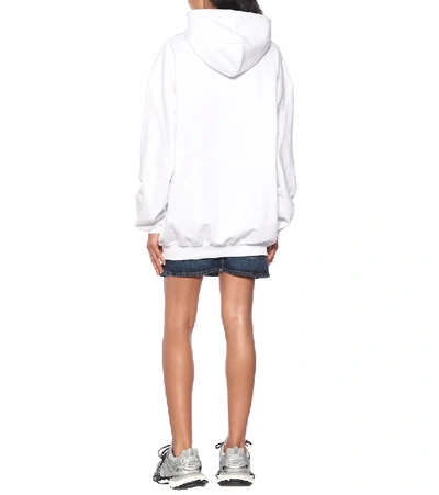 Shop Balenciaga Logo Oversized Cotton Hoodie In White