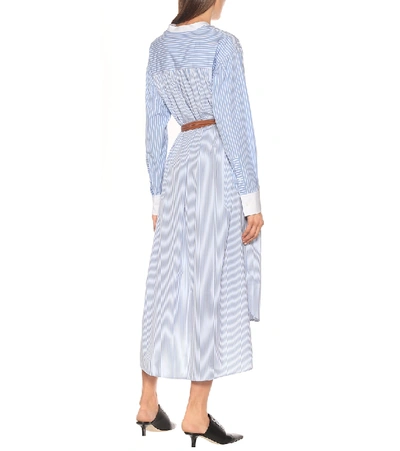Shop Loewe Striped Cotton Shirt Dress In Blue