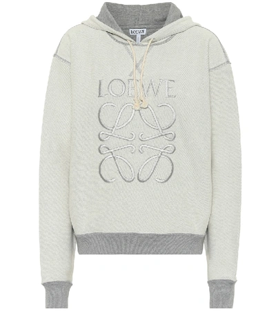 Shop Loewe Anagram Reversible Cotton Hoodie In Grey