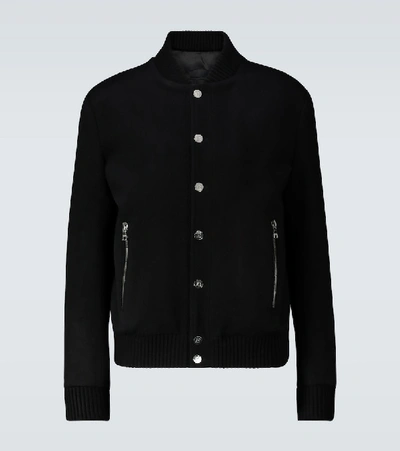 Shop Balmain Wool And Cashmere Blend Bomber Jacket In Black