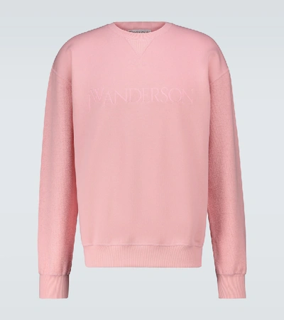 Shop Jw Anderson Sweatshirt With Reversed Sleeves In Pink