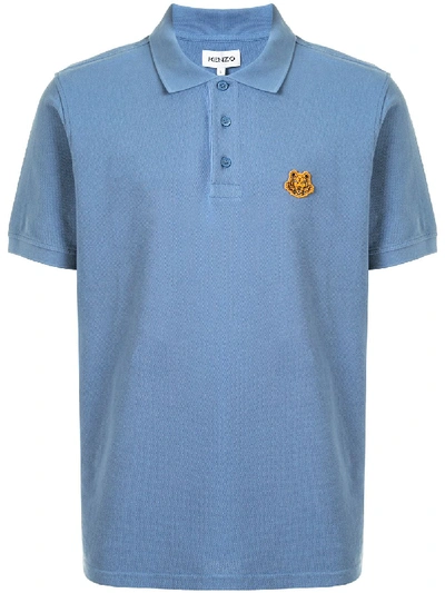 Shop Kenzo Tiger Motif Polo Shirt In Blue