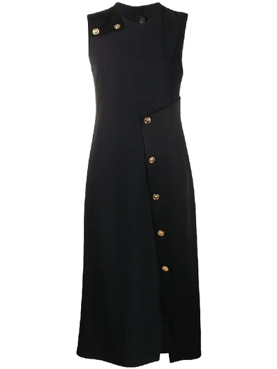 Shop Versace Sleeveless Button-detail Dress In Black