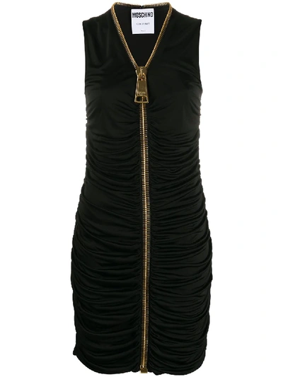 Shop Moschino Gathered Detail Dress In Black