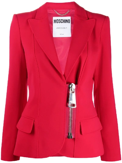 Shop Moschino Peaked-lapel Blazer In Red