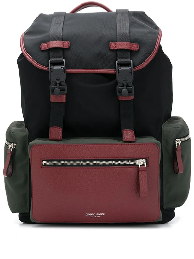 Shop Giorgio Armani Colour-block Backpack In Black
