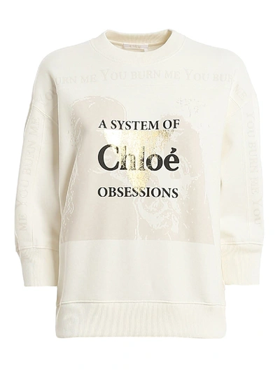 Shop Chloé Logo Print Sweatshirt In White