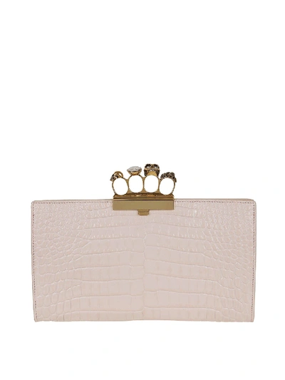 Shop Alexander Mcqueen Croco Effect Leather Pouch In Pink