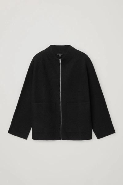 Shop Cos Boiled-wool Zip Up Jacket In Black