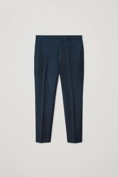 Shop Cos Slim-fit Wool Trousers In Blue