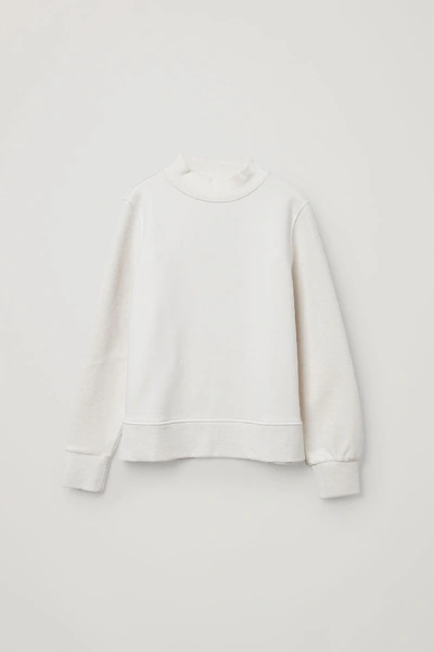 Shop Cos Cotton Textured Panel Sweatshirt In White