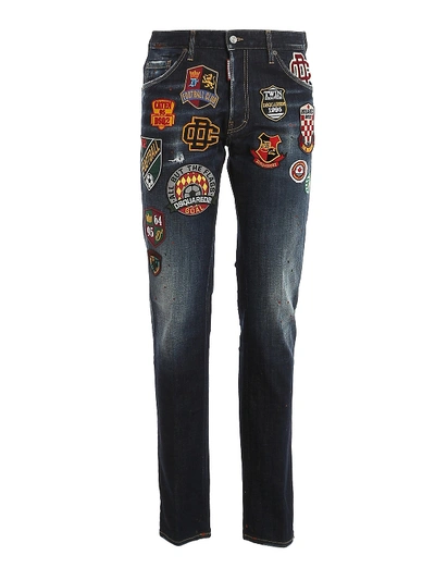 Shop Dsquared2 Cool Guy Patches Detailed Jeans In Dark Wash