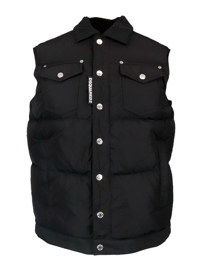 Shop Dsquared2 Nylon Padded Vest In Black