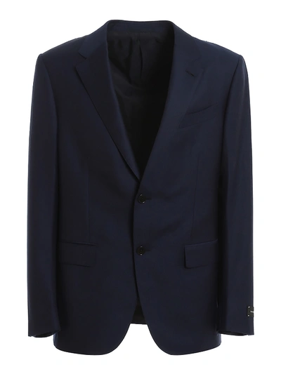 Shop Ermenegildo Zegna Wool-silk Blend Suit In Dark Blue