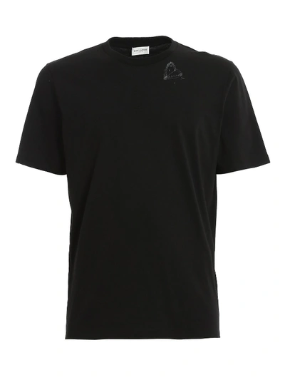 Shop Saint Laurent Logo Jersey T-shirt In Black