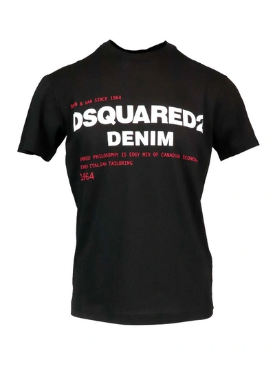 Shop Dsquared2 Text Print T-shirt In Black