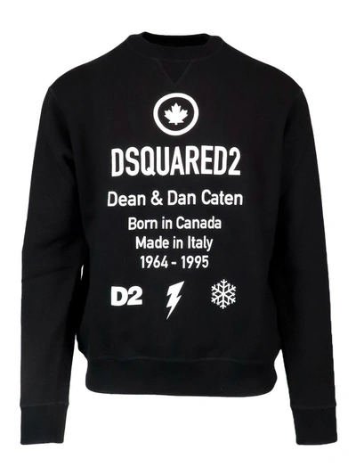 Shop Dsquared2 Dean & Dan Caten Print Sweatshirt In Black
