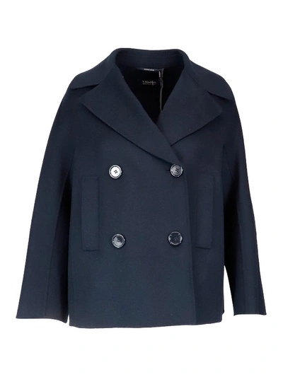 Shop Max Mara Connie Pea Jacket In Dark Blue