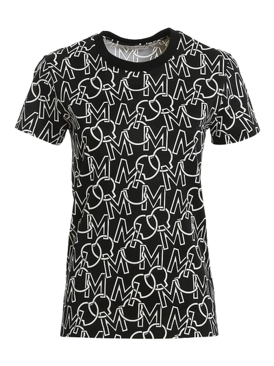 Shop Moncler Logo Pattern Cotton T-shirt In Black