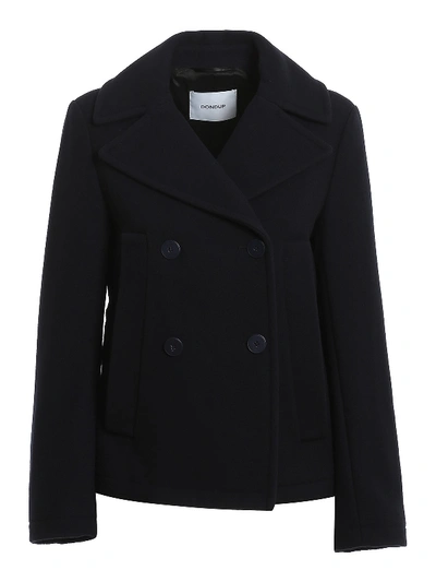 Shop Dondup Wool Blend Short Coat In Blue