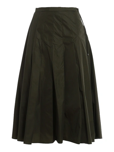 Shop Moncler Nylon Midi Skirt In Dark Green