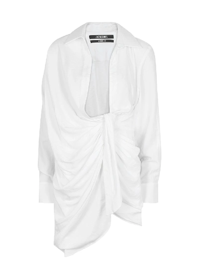 Shop Jacquemus La Robe Bahia White Shirt Dress In Ecru