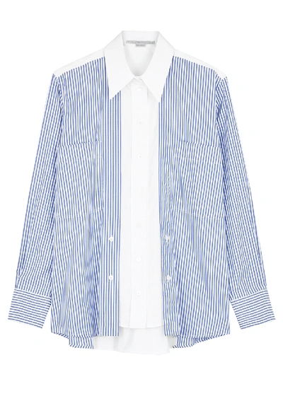 Shop Stella Mccartney Elaina Striped Panelled Cotton Shirt In Blue And White
