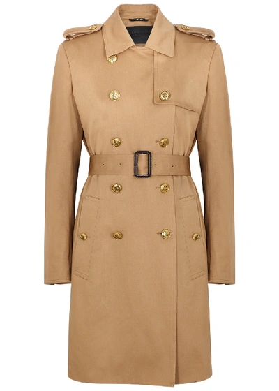 Shop Givenchy Camel Cotton-twill Trench Coat In Beige