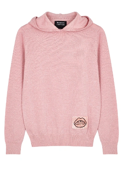 Shop Markus Lupfer Mia Pink Hooded Wool-blend Sweatshirt In Light Pink