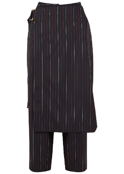 Shop Palmer Harding Palmer//harding Lina Navy Striped Layered Trousers