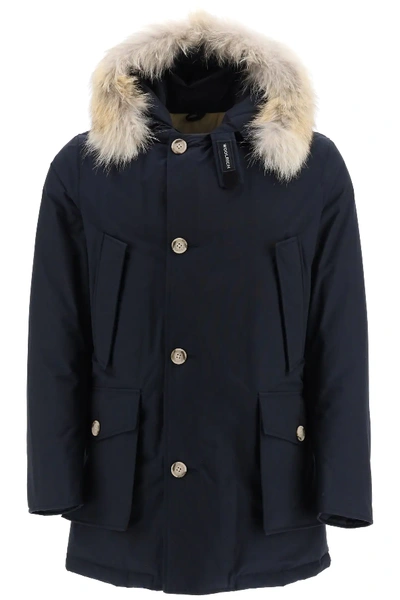 Shop Woolrich Arctic Parka With Coyote Fur In Blue