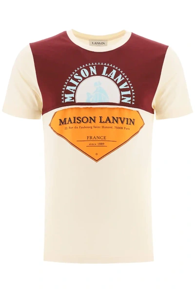 Shop Lanvin T-shirt In Beige,orange,light Blue