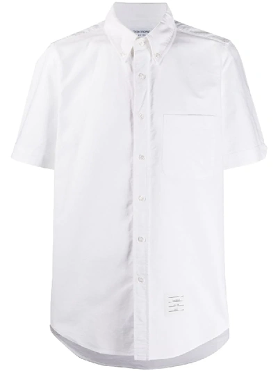 Shop Thom Browne Short-sleeved Oxford Shirt In White