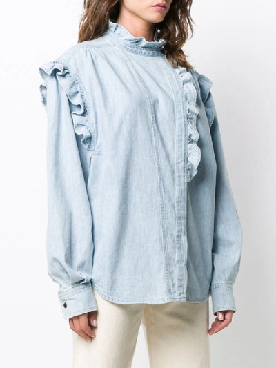 Shop Isabel Marant Étoile Gossia Chambray Denim Blouse In Blue