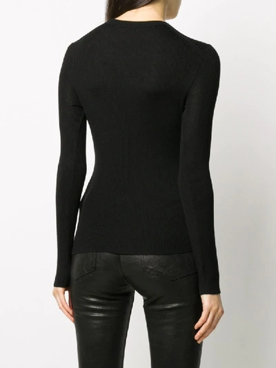 Shop P.a.r.o.s.h Crew Neck Knitted Top In Black