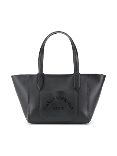 Shop Karl Lagerfeld Logo Print Tote Bag In Black