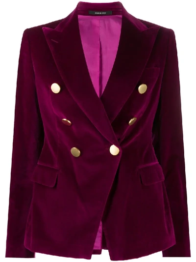 Shop Tagliatore Double Breasted Blazer In Purple