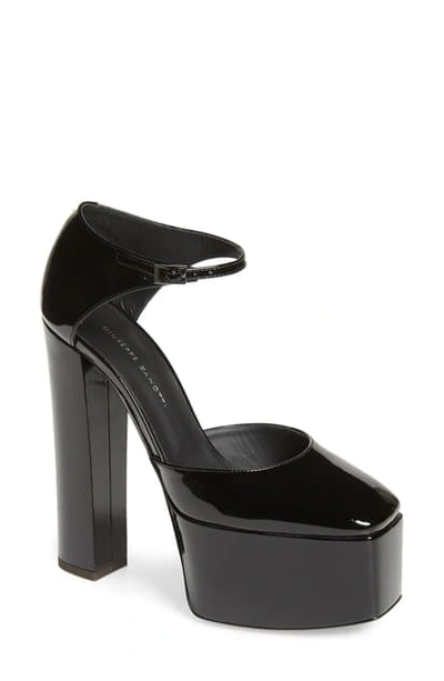 Shop Giuseppe Zanotti Ankle Strap Platform Pump In Black