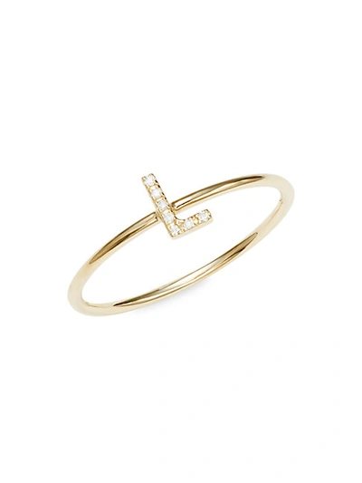 Shop Nephora Women's 14k Yellow Gold & Diamond Initial L Ring/size 7 In Letter L