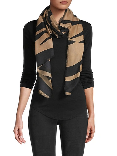Shop Burberry Printed Cashmere Scarf In Camel