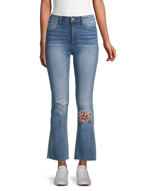 Driftwood Roxy X Mischief Embroidery Kick Flare Jeans In Medium Wash ...