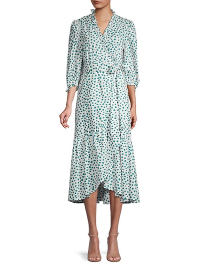 Shop Rebecca Taylor Floral Ruffle-trim Wrap Dress In Cream Combo