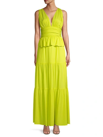 Shop Cynthia Rowley Zadie Tiered Ruffle Maxi Dress In Lime