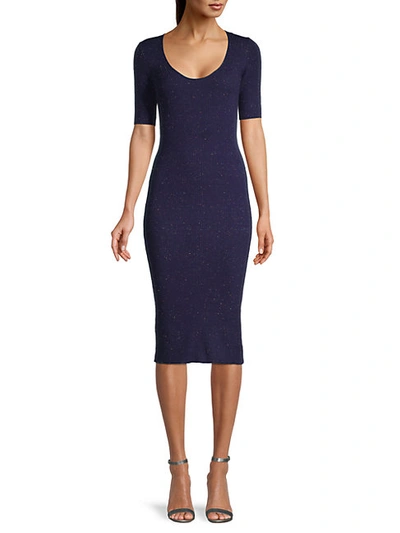 Shop Cupcakes And Cashmere Corazon Rib-knit Bodycon Dress In Ink