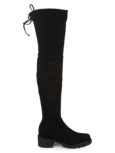 Shop Stuart Weitzman Flannery Over-the-knee Suede Chunky Boots In Black